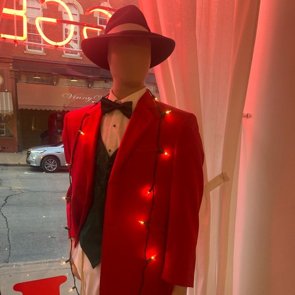 Red Long Tuxedo Coat - Valentines Jacket! - Picture 1 of 8